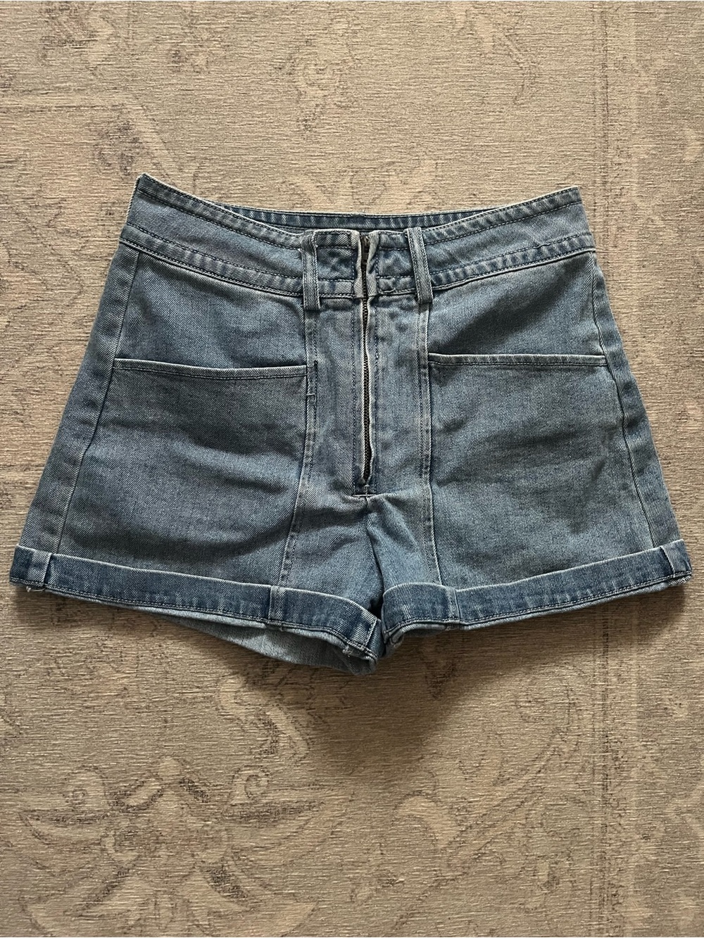 Dear John Light Blue High-Rise Denim Shorts